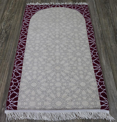 Modefa Prayer Rug Red/Ivory Foldable Orthopedic Foam Islamic Prayer Rug with Carry Case Selcuk Star - Red