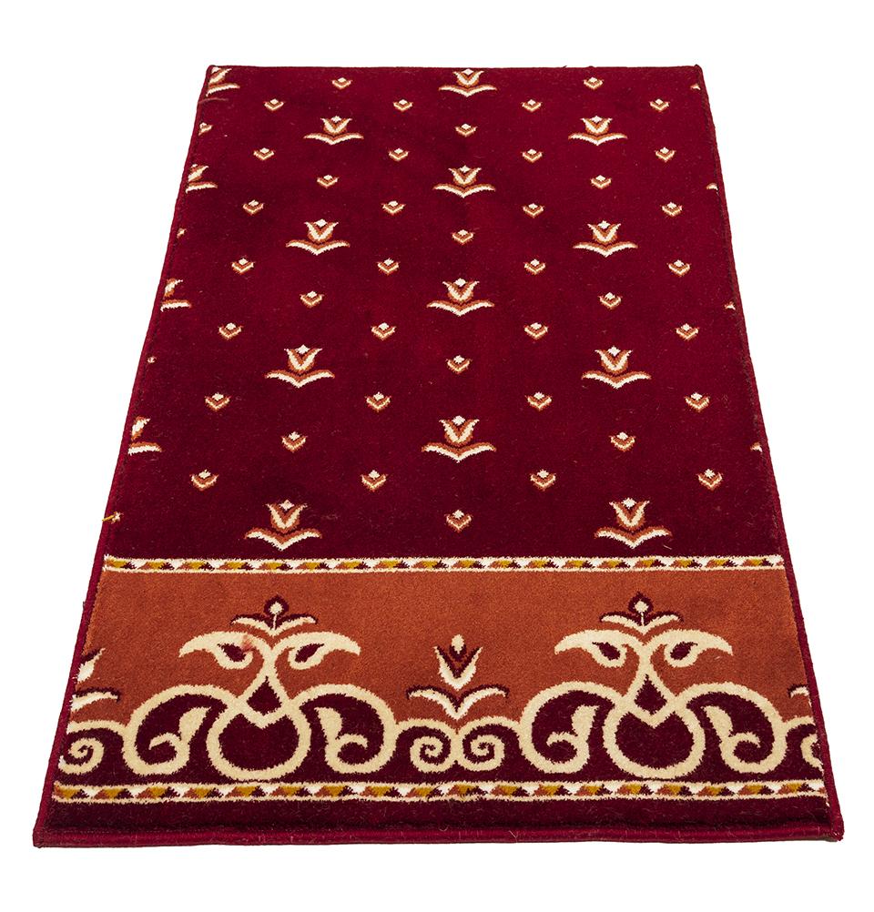 Modefa Prayer Rug Red/Orange Luxury Islamic Prayer Carpet | Rolled Velvet Kilim Rug | Turkish Tulips - Red & Orange