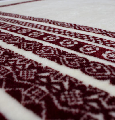 Modefa Prayer Rug Red Plush Velvet Islamic Prayer Rug Royal Mihrab Kaba - Red