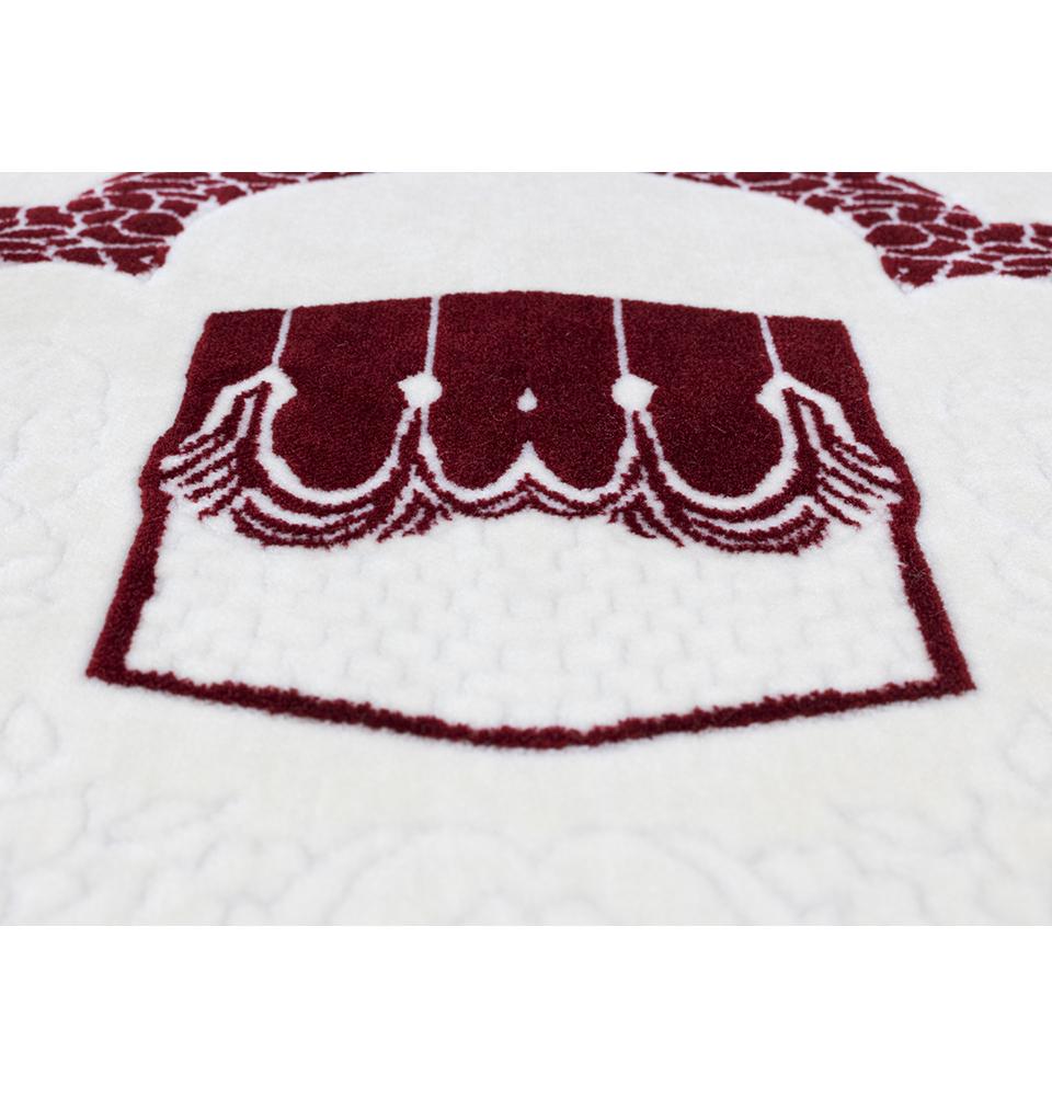 Modefa Prayer Rug Red Plush Velvet Islamic Prayer Rug Royal Mihrab Kaba - Red