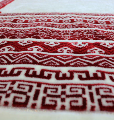 Modefa Prayer Rug Red Plush Velvet Islamic Prayer Rug Royal Mihrab - Red