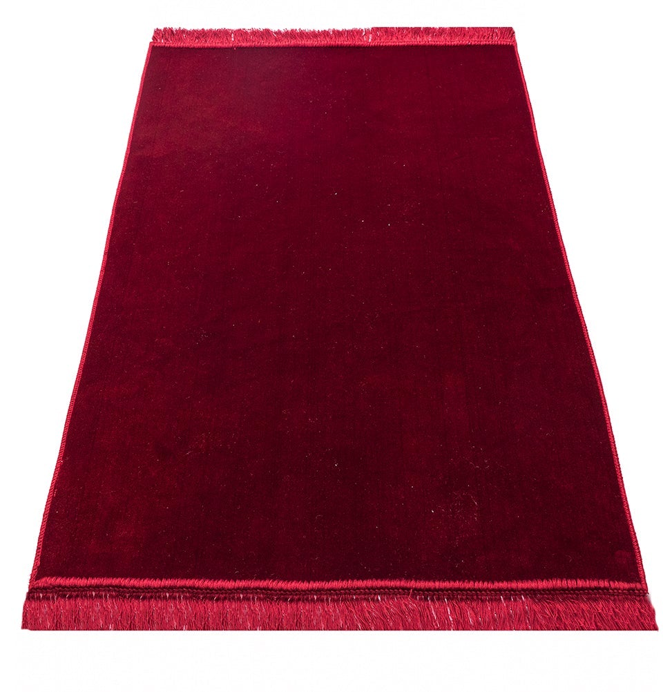 Modefa Prayer Rug Red Solid Simple Velvet Islamic Prayer Rug - Red