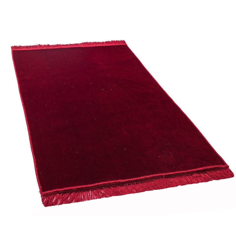 Modefa Prayer Rug Red Solid Simple Velvet Islamic Prayer Rug - Red