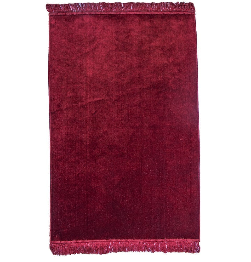 Modefa Prayer Rug Red Solid Simple Velvet Islamic Prayer Rug - Red