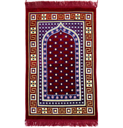 Modefa Prayer Rug Red Velvet Islamic Prayer Rug Lattice - Red