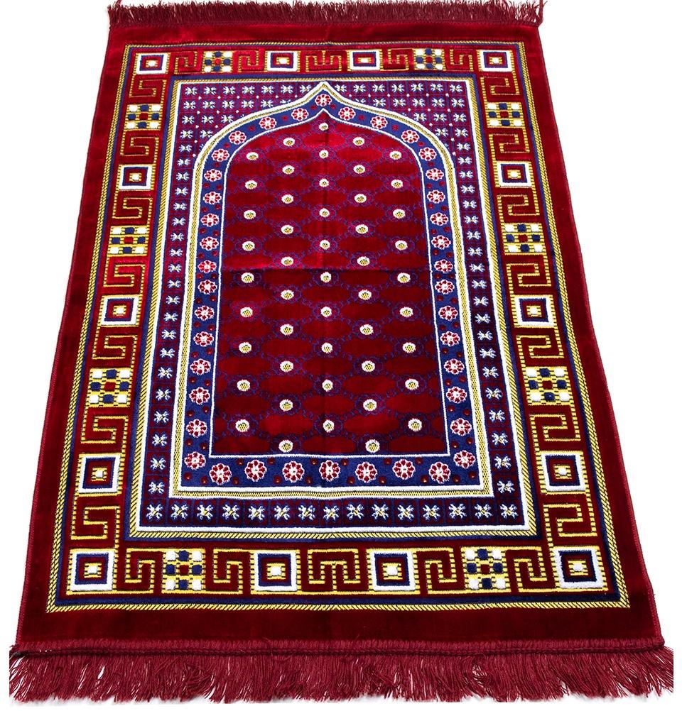 Modefa Prayer Rug Red Velvet Islamic Prayer Rug Lattice - Red