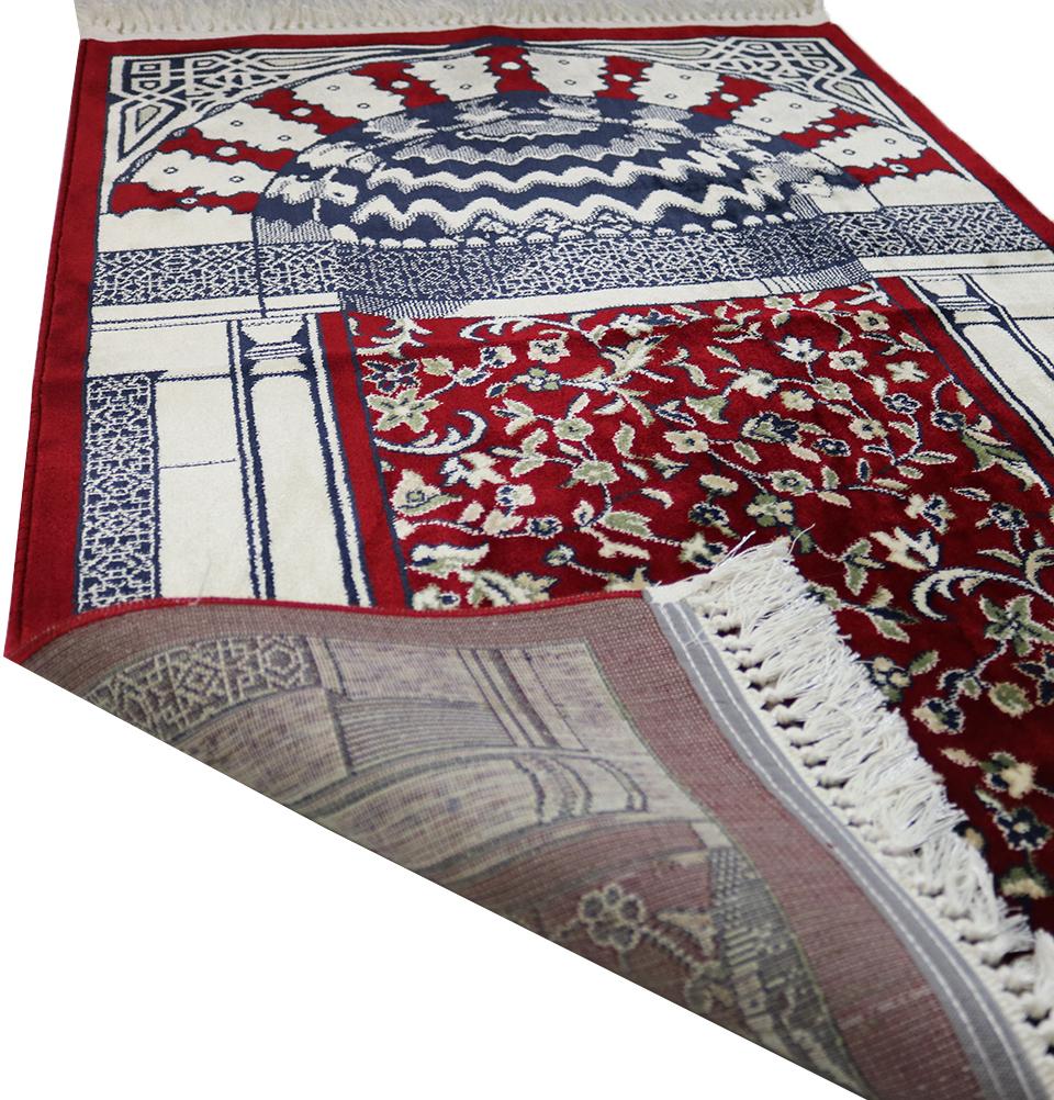 Muslim Rug Velvet Islamic Prayer Rug Thick Kilim Style Mihrab - Red