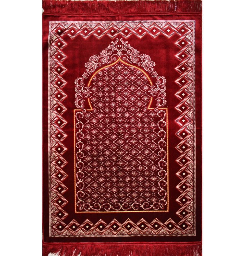 Velvet Wide Extra Large Prayer Rug Traditional Red