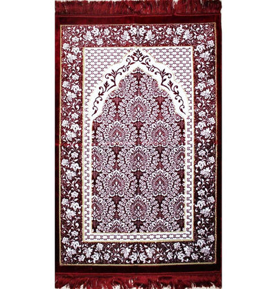 Modefa Prayer Rug Red / White Plush Ipek Islamic Prayer Rug Red Floral