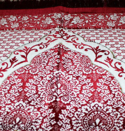 Modefa Prayer Rug Red / White Plush Ipek Islamic Prayer Rug Red Floral