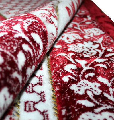 Modefa Prayer Rug Red / White Plush Ipek Islamic Prayer Rug Red Floral