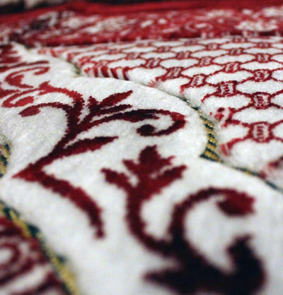 Modefa Prayer Rug Red / White Plush Ipek Islamic Prayer Rug Red Floral