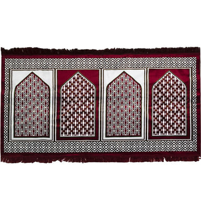 Modefa Prayer Rug Red Wide 4 Person Masjid Prayer Rug - Geometric Red