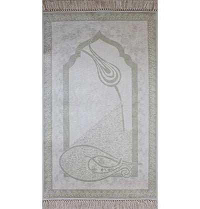 Rolled Islamic Prayer Rug - White Tulip