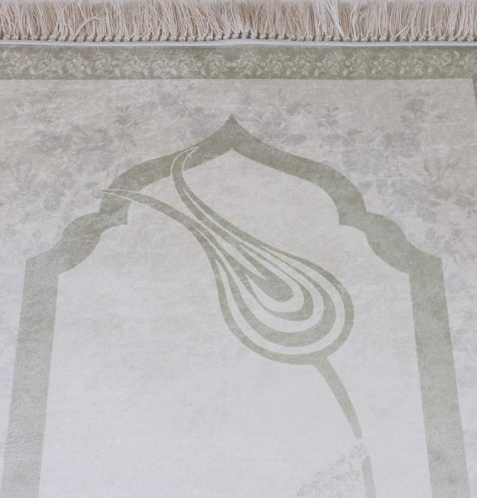 Rolled Islamic Prayer Rug - White Tulip