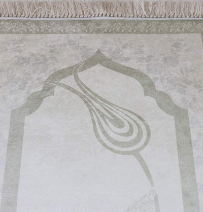 Rolled Islamic Prayer Rug - White Tulip