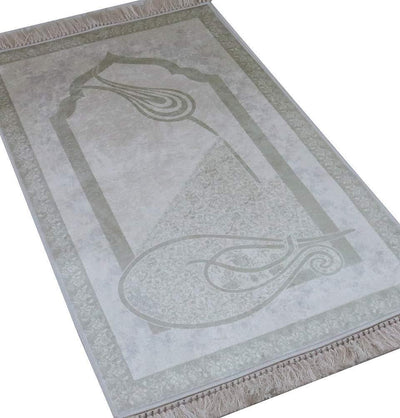 Rolled Islamic Prayer Rug - White Tulip