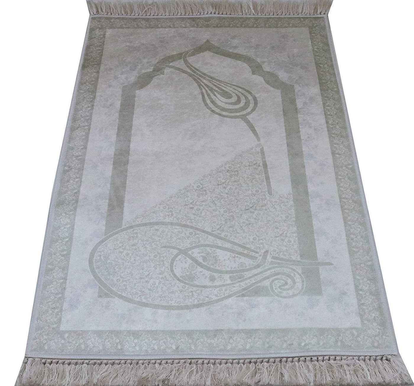 Rolled Islamic Prayer Rug - White Tulip