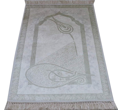 Rolled Islamic Prayer Rug - White Tulip