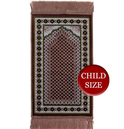 Modefa Prayer Rug Rose Pink Child Velvet Islamic Prayer Rug | Lattice - Rose Pink