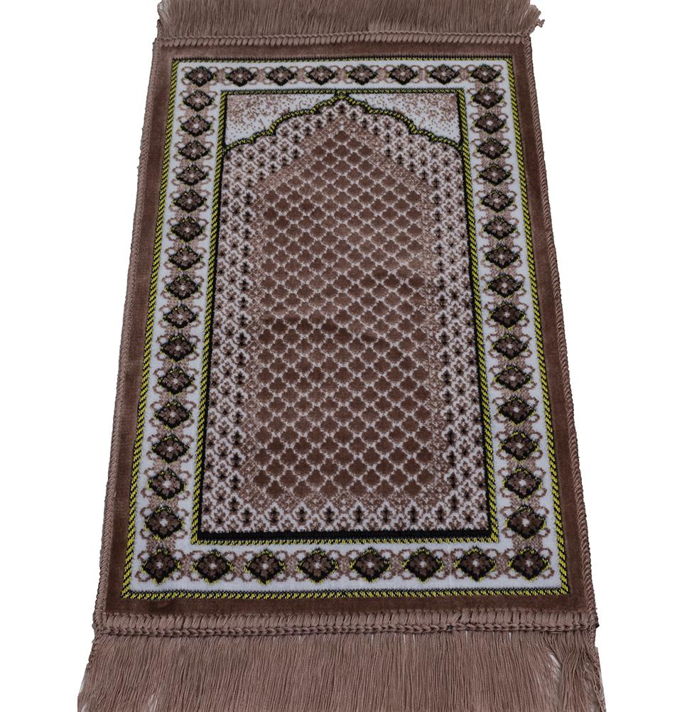 Modefa Prayer Rug Rose Pink Child Velvet Islamic Prayer Rug | Lattice - Rose Pink