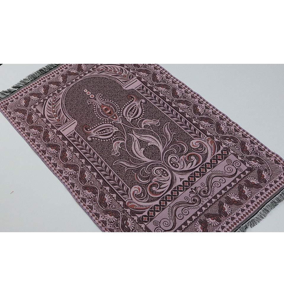 Shimmery Thin Arched Tulip Islamic Prayer Mat - Pink