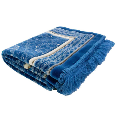 Modefa Prayer Rug Sky Blue Lux Plush Velvet Islamic Prayer Rug - Elegant Swirl Sky Blue