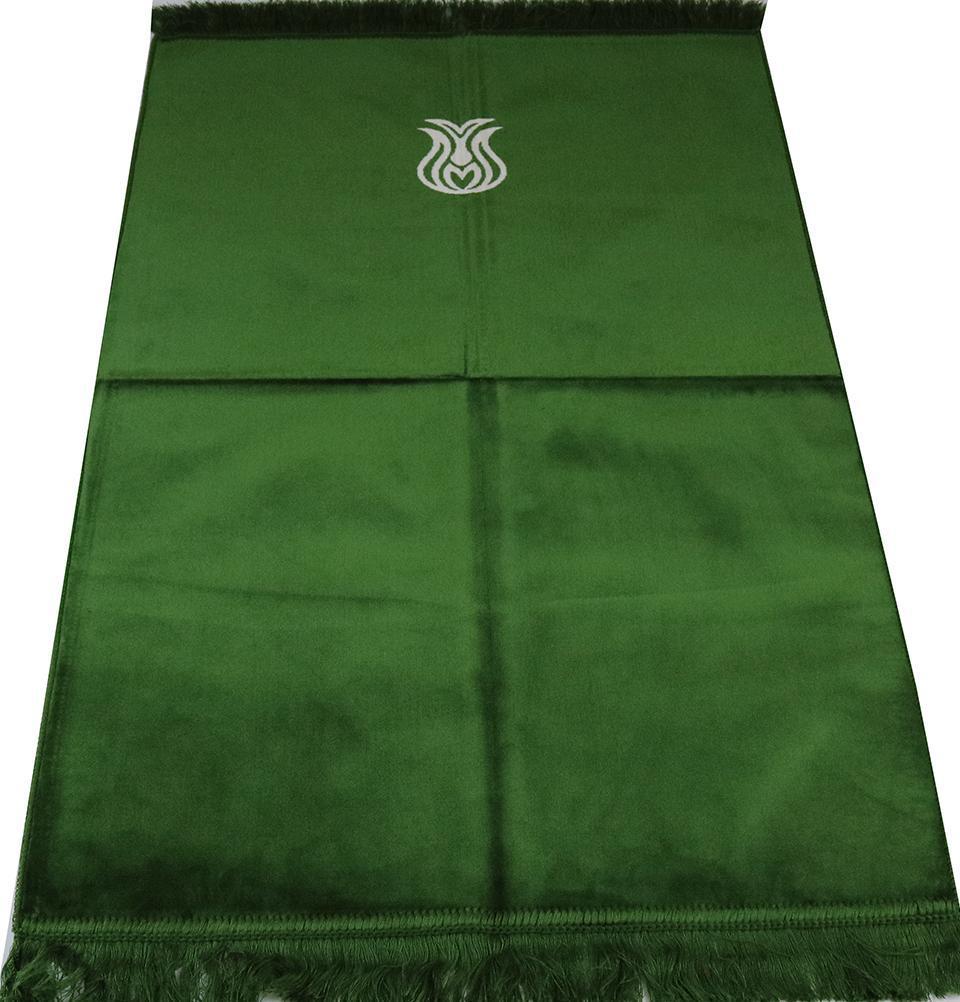 Solid Simple Velvet Prayer Rug with Tulip - Green