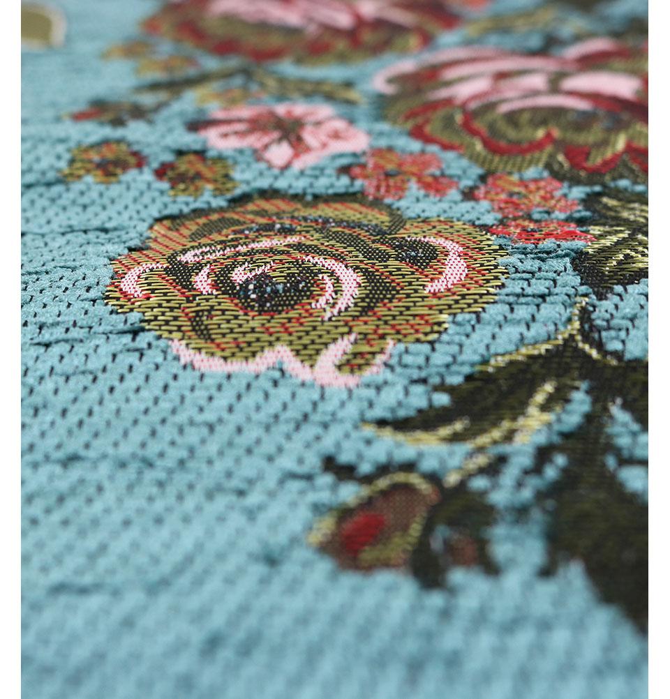 Modefa Prayer Rug Teal Chenille Embroidered Floral Rose Islamic Prayer Mat - Teal