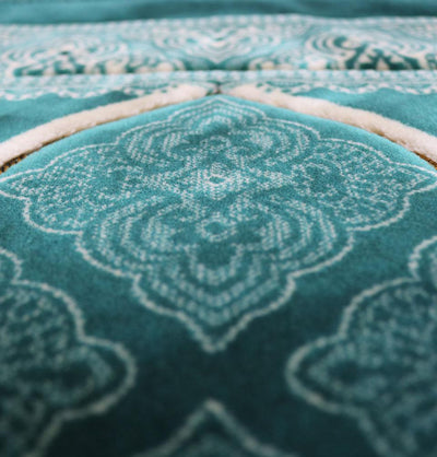 Modefa Prayer Rug Teal Double Plush Wide Extra Large Prayer Rug - Teal