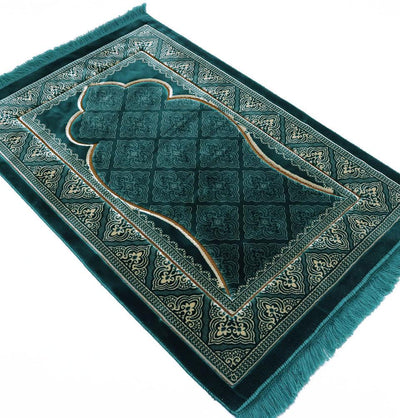 Modefa Prayer Rug Teal Double Plush Wide Extra Large Prayer Rug - Teal