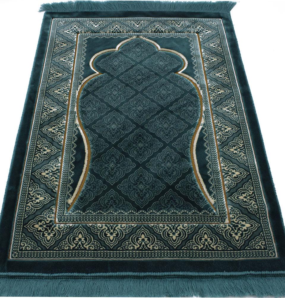 Modefa Prayer Rug Teal Double Plush Wide Extra Large Prayer Rug - Teal