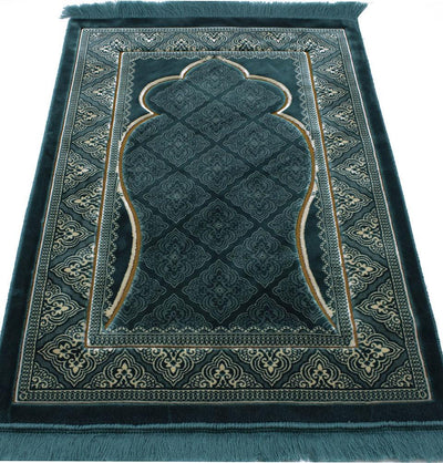 Modefa Prayer Rug Teal Double Plush Wide Extra Large Prayer Rug - Teal
