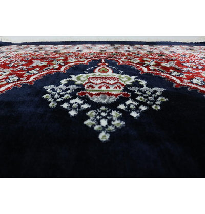 Traditional Floral Kilim Islamic Prayer Rug - Navy Blue