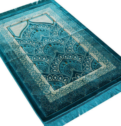 Double Plush Wide Extra Large Prayer Rug - Paisley Turquoise