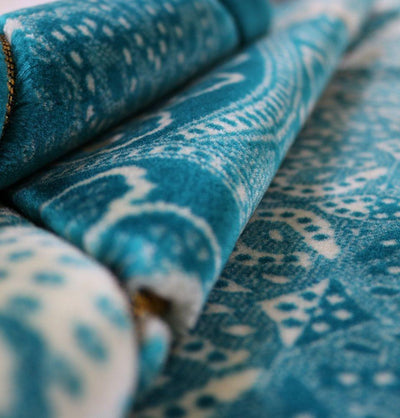 Double Plush Wide Extra Large Prayer Rug - Paisley Turquoise