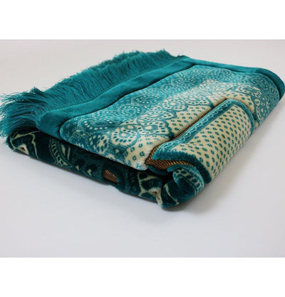 Double Plush Wide Extra Large Prayer Rug - Paisley Turquoise