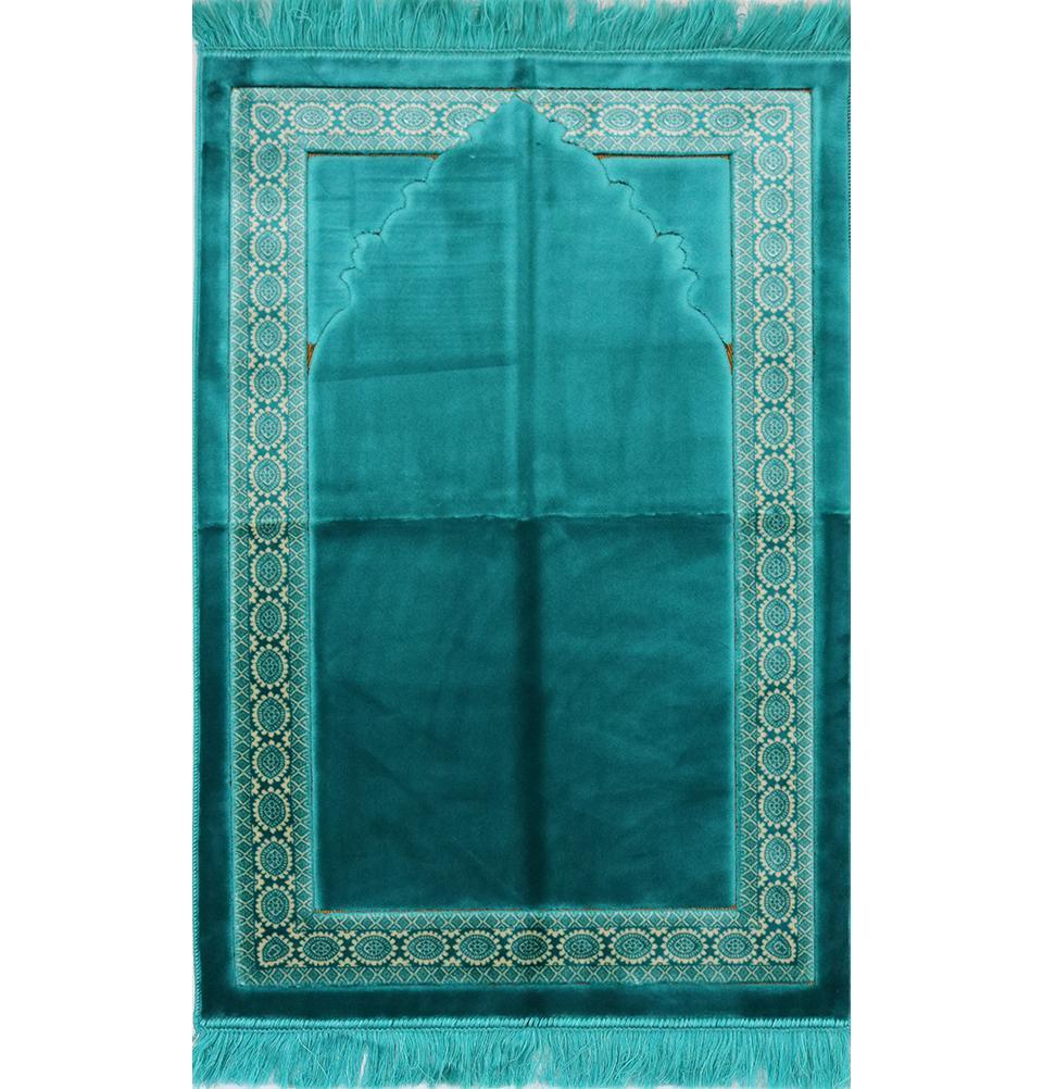 Lux Plush Regal Velvet Islamic Prayer Rug - Turquoise
