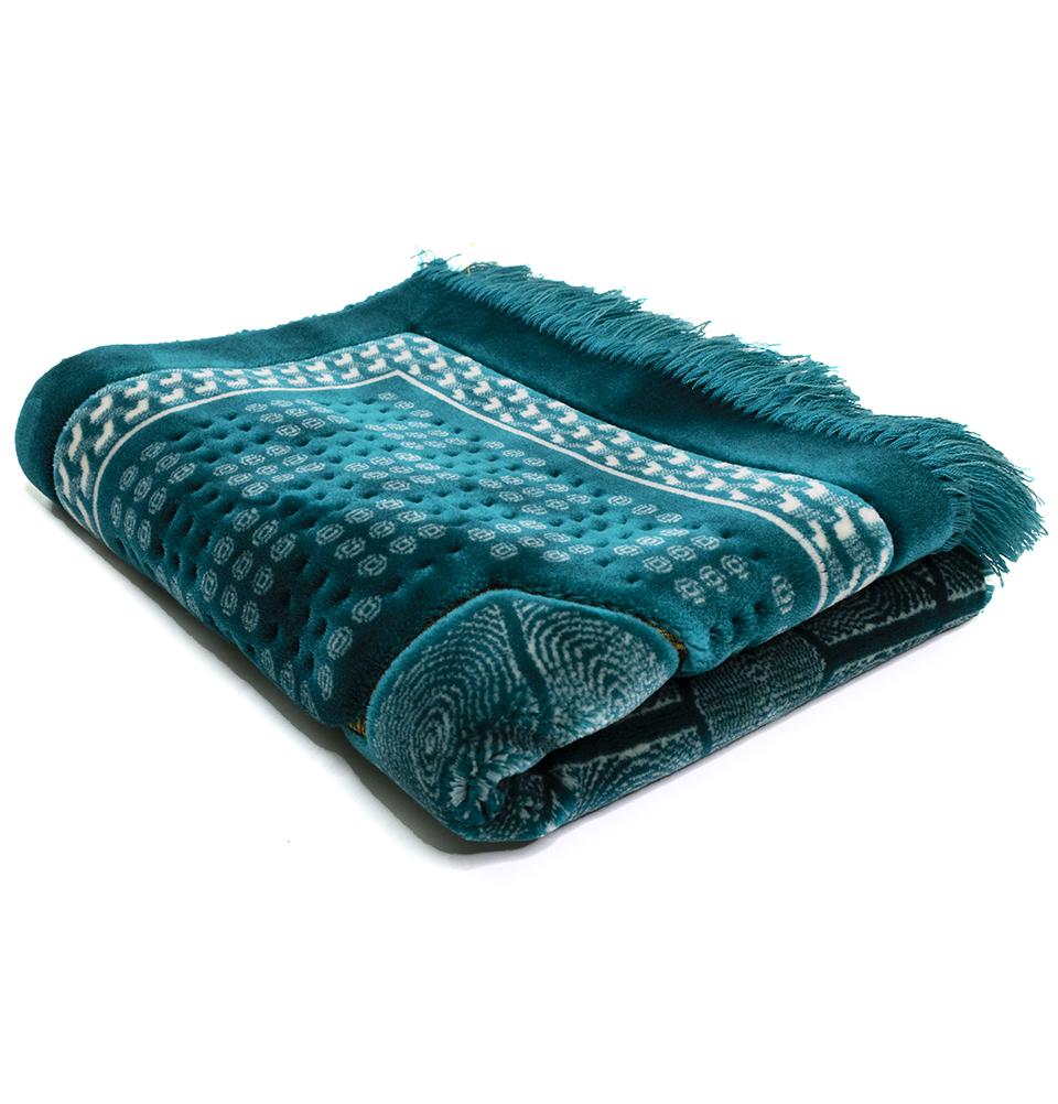 Modefa Prayer Rug Turquoise Lux Plush Velvet Islamic Prayer Rug - Geometric Mihrab Turquoise