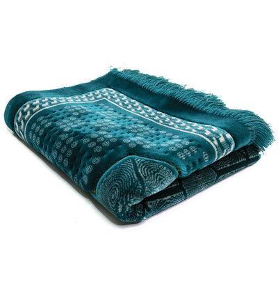 Modefa Prayer Rug Turquoise Lux Plush Velvet Islamic Prayer Rug - Geometric Mihrab Turquoise