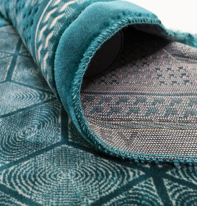 Modefa Prayer Rug Turquoise Lux Plush Velvet Islamic Prayer Rug - Geometric Mihrab Turquoise