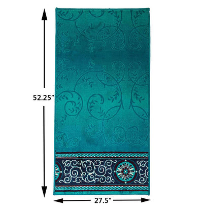 Modefa Prayer Rug Turquoise Luxury Islamic Prayer Carpet | Rolled Velvet Kilim Rug | Elegant Vines - Turquoise