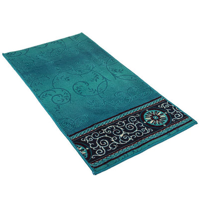 Modefa Prayer Rug Turquoise Luxury Islamic Prayer Carpet | Rolled Velvet Kilim Rug | Elegant Vines - Turquoise