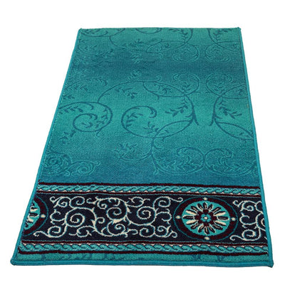 Modefa Prayer Rug Turquoise Luxury Islamic Prayer Carpet | Rolled Velvet Kilim Rug | Elegant Vines - Turquoise