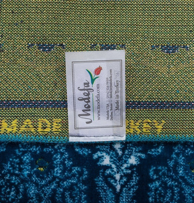 Modefa Prayer Rug Turquoise Plush Ipek Islamic Prayer Rug - Floral Stamp Turquoise
