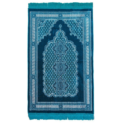 Modefa Prayer Rug Turquoise Plush Ipek Islamic Prayer Rug - Geometric Floral Turquoise