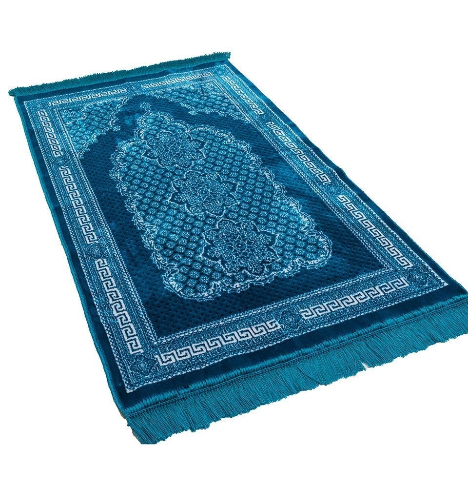 Modefa Prayer Rug Turquoise Plush Ipek Islamic Prayer Rug - Geometric Floral Turquoise