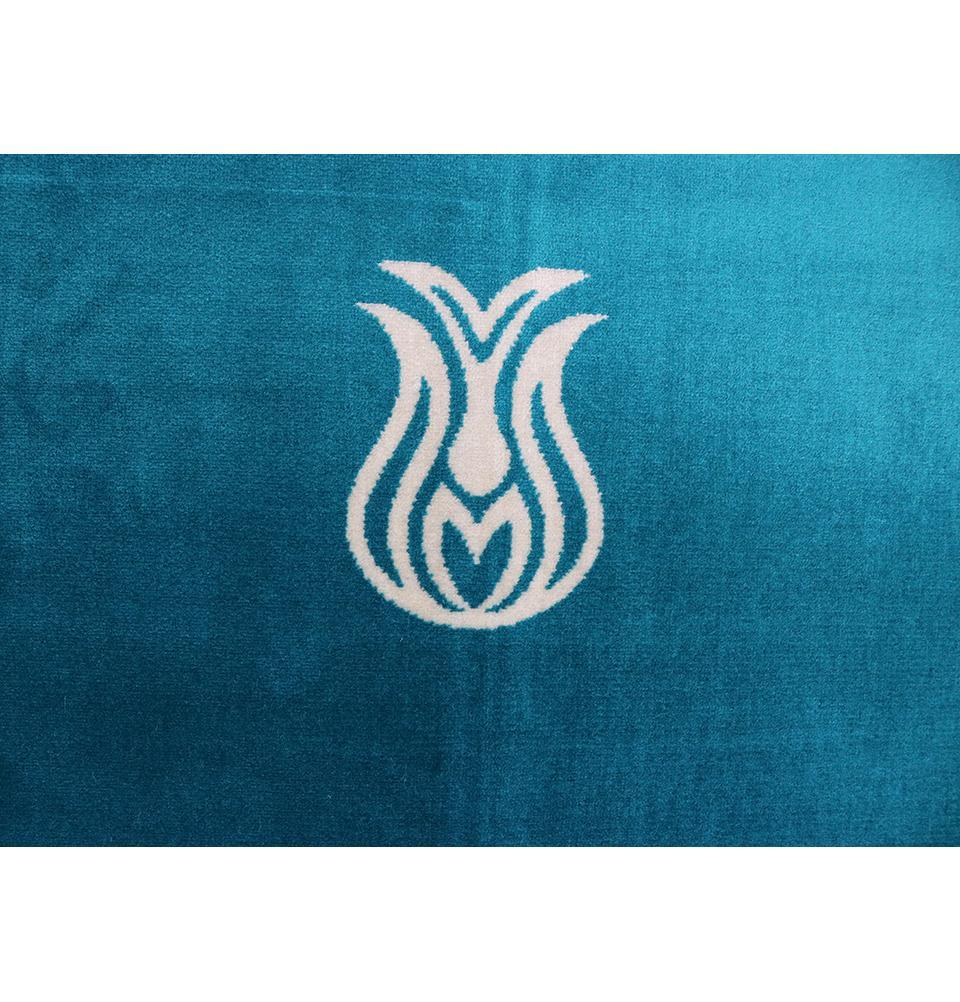 Solid Simple Velvet Prayer Rug with Tulip - Turquoise