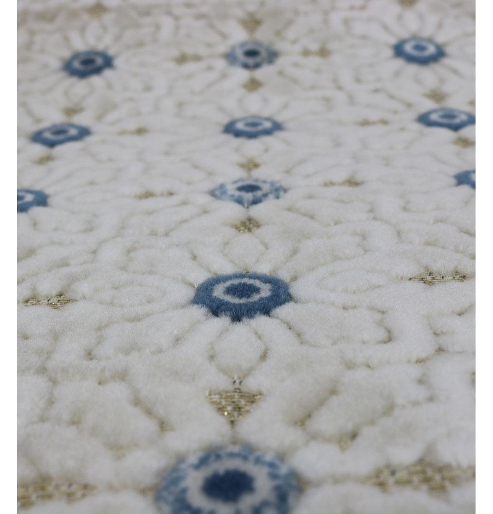 Modefa Prayer Rug Velvet Floral Stamp Islamic Prayer Rug - Blue