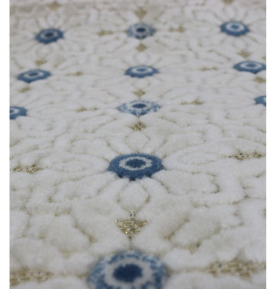 Modefa Prayer Rug Velvet Floral Stamp Islamic Prayer Rug - Blue